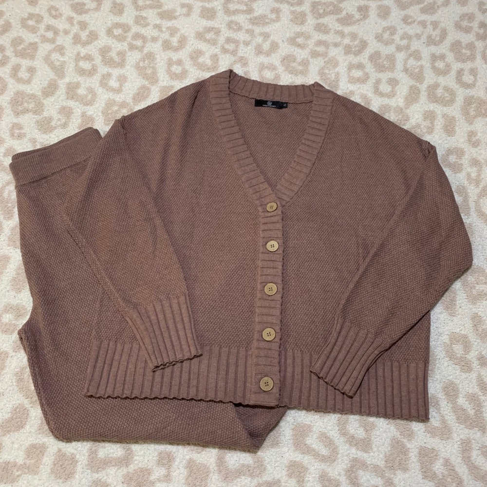 Lillusory Sweater Set Brown Knit Cardigan‎ and Pants